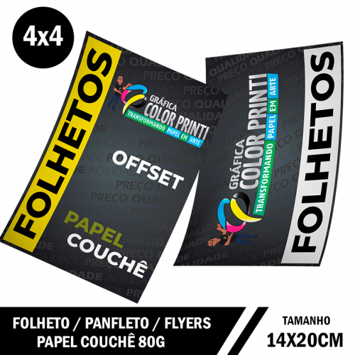 Folheto | Panfleto | Flyer 14x20cm – Couchê 80g – 4x4 Frente e Verso Colorida