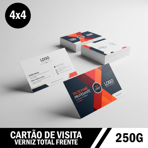 Cartão de Visita 4x4 Couchê 250g – 9x5cm Frente e Verso Colorida