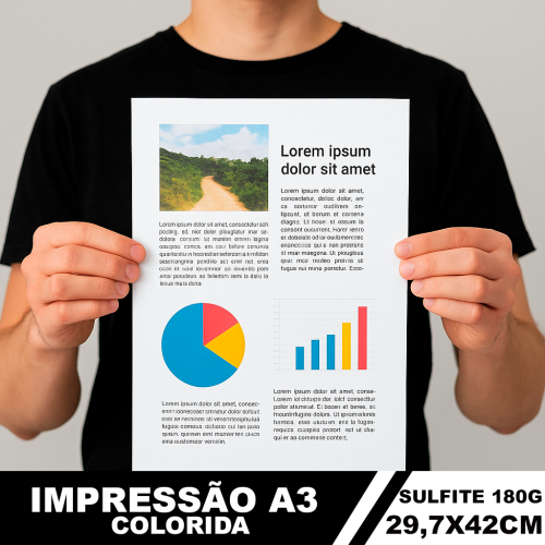 Impressão A3 Colorida | Papel Sulfite 180g