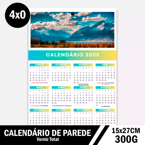Calendário de Parede 15x27cm – Organização e Divulgação em Grande Estilo