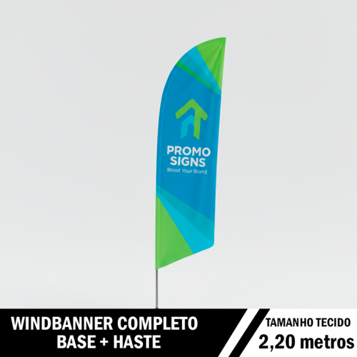 Windbanner Completo – Base + Haste + Costura