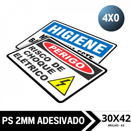 Placa PS 2mm Adesivado 30x42cm A3 4x0